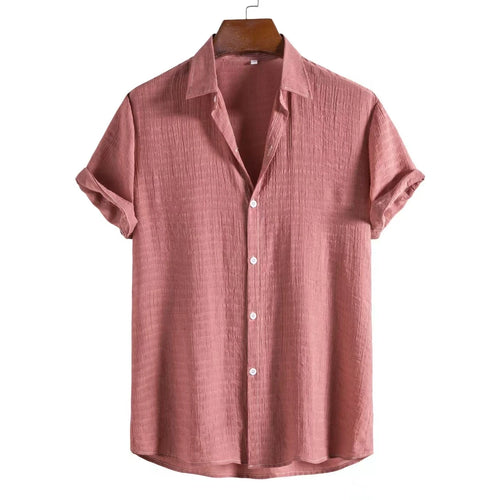 100% Cotton Linen Shirt Men Summer Short Sleeve Male T-shirts