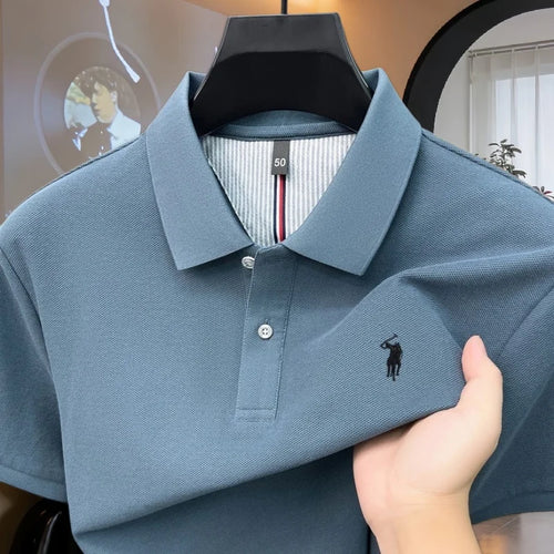 100% pure cotton high-end brand men's short sleeve polo shirt 2026