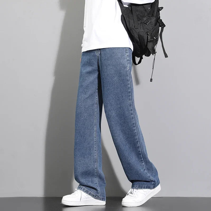 2026 New Korean Men's Casual Long Jeans Classic Man Straight Denim