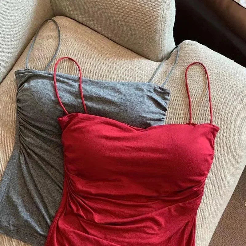 Summer Camisoles Tank Tops Women With Built In Bra  Strap Tanks Vest