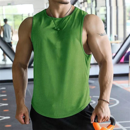 2024 new Men Tank Tops Sleeveless Shirt Polyester Mesh Material Quick