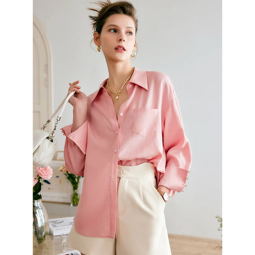 OLrain Long Sleeve Pink Shirt Woman French Style 2026 Spring Autumn