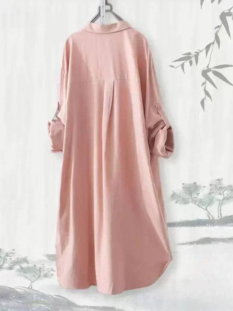 Plus Size Women Simple Long Sleeve Blouse Chic Korean Style Loose Fit