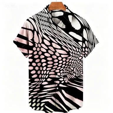 American Summer Gradient Tiger Pattern Cuban Collar Shirt Trendy Brand