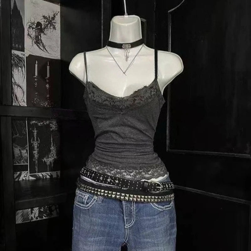 Halter Aesthetics Slim Y2k Tank Top Chic Goth Vintage Crop Top Punk