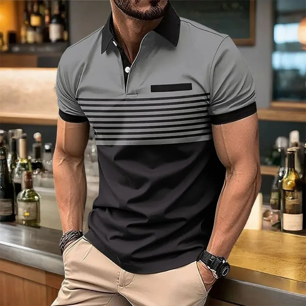 European and American men's summer fashion striped print comfortable