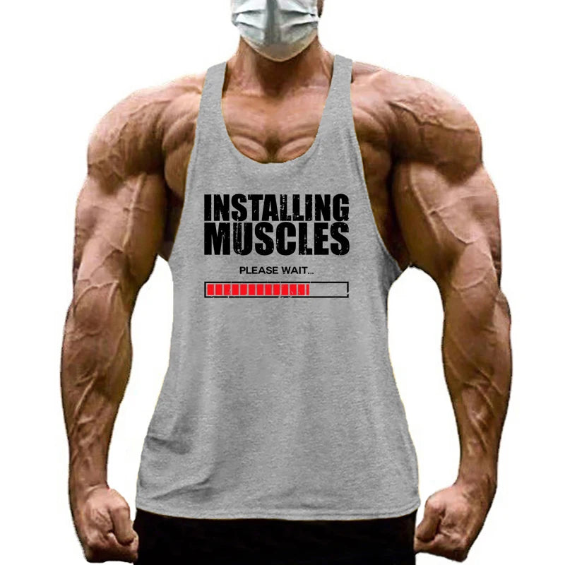 Installing Muscles Please Wait Y-back Tank Tops Gym Fitness