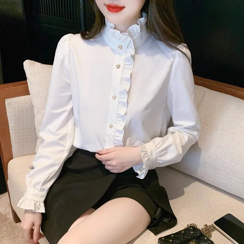 1pcs Woman Spring Autumn French Style Elegant Shirts Lady Fashion