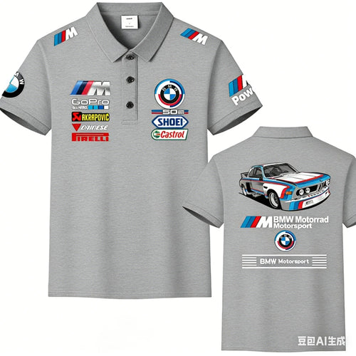 2026 Summer New Y2k BMW Power Polo Shirt for Men, Motorsport Print