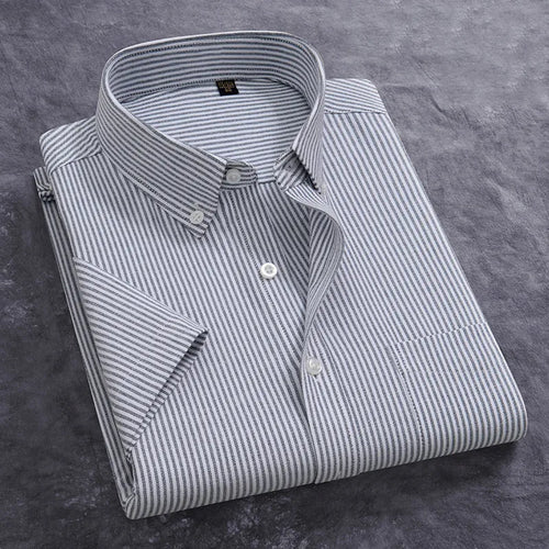 100% Cotton Men's Oxford Shirt Summer Short Sleeve Stylish Loose