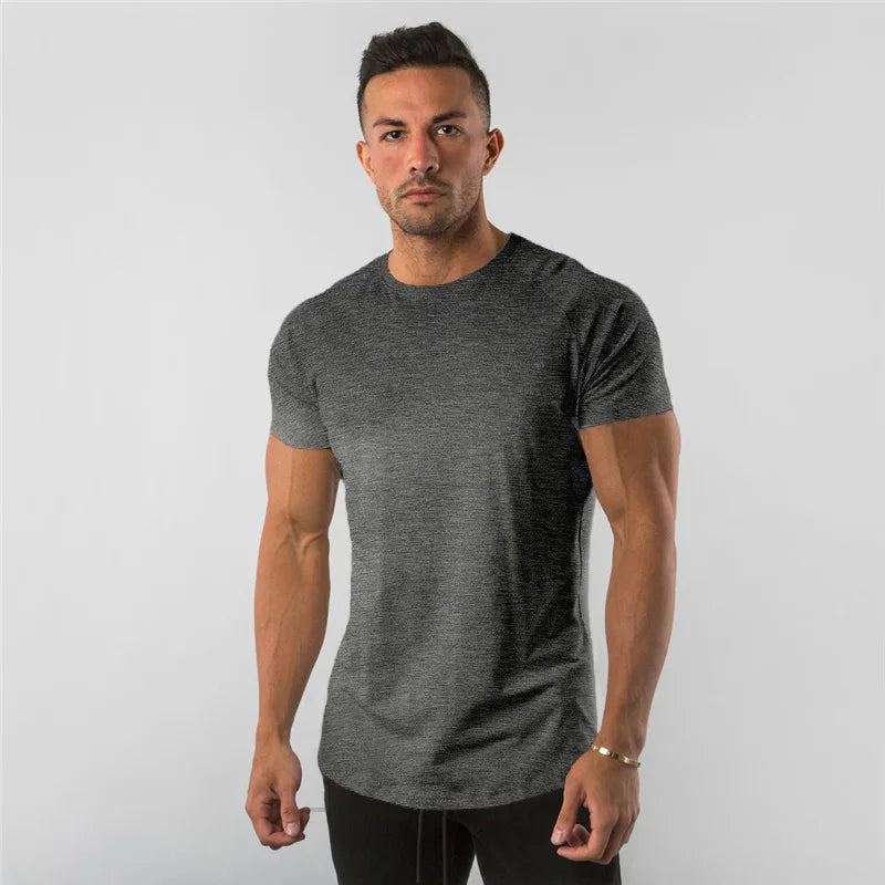 T Shirt Men Casual Short Sleeve Muscle Joggers Bodybuilding Tshirt