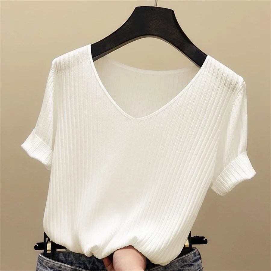 2024 Summer Blouse Women Blusas Mujer De Moda Verano Short Sleeve