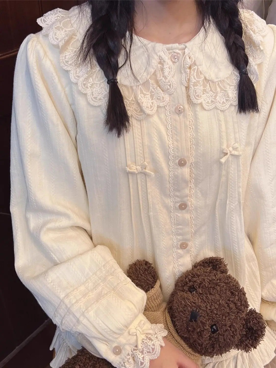 Cotton Lolita Original Peter Pan Collar All Match Long Sleeved Shirt