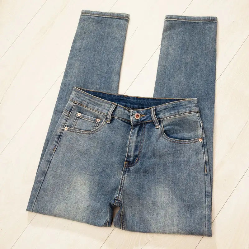 Men's Fashion Business Jeans Classic Style Casual Elastic Slim Fit