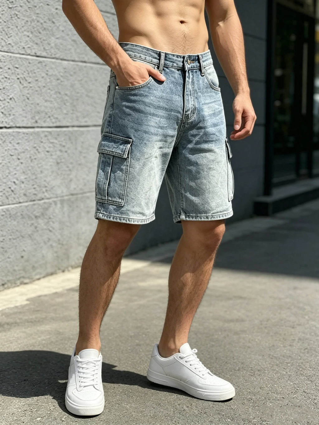 Men Workwear Jeans Denim Pants Clothing Trousers Shorts Men's Casual