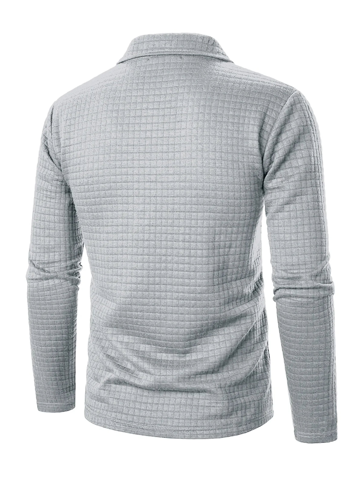 Men's Polo Shirts Square Plaid Texture Fabric Solid Color Mens Long
