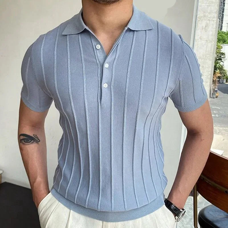 Men's Short-Sleeved Polo Shirt with Lapel Collar, Business Casual
