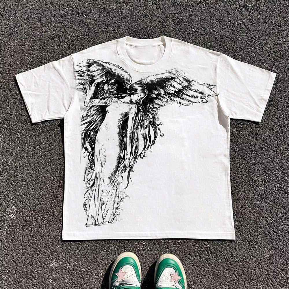 Classic Y2K Gothic Style T-shirt Print Oversized T Shirt High Street