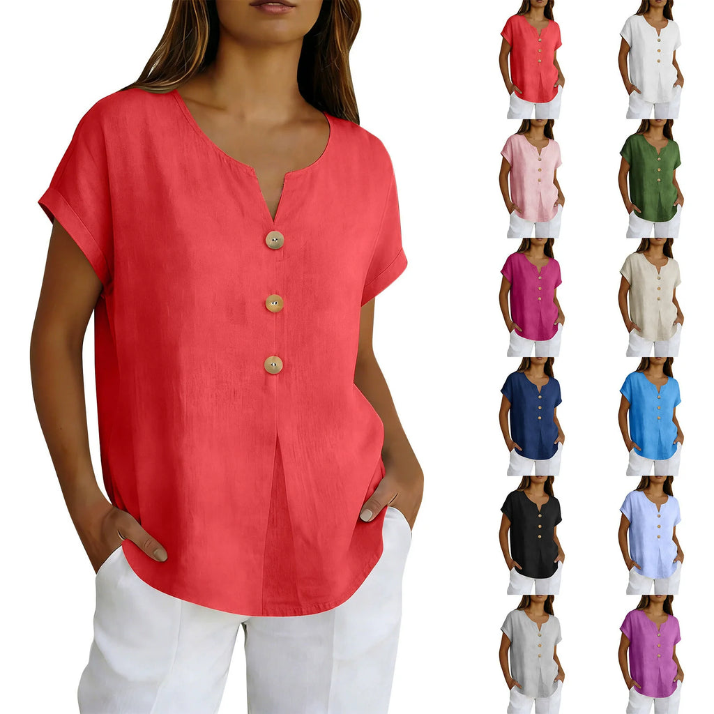 2026 Summer Basic Blouses Women's Shirts Solid Color Casual