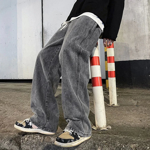 2025 Streetwear Loose Jeans Men Korean Style Fashion Loose Straight