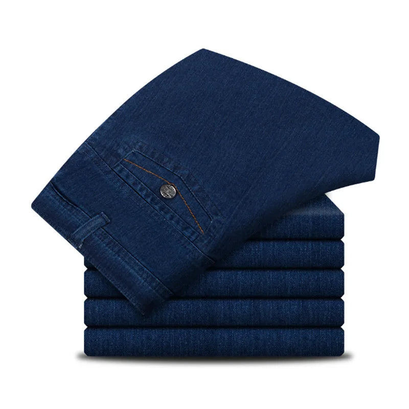 Jeans for Men in Spring Summer High Waisted Straight Leg Loose Elastic
