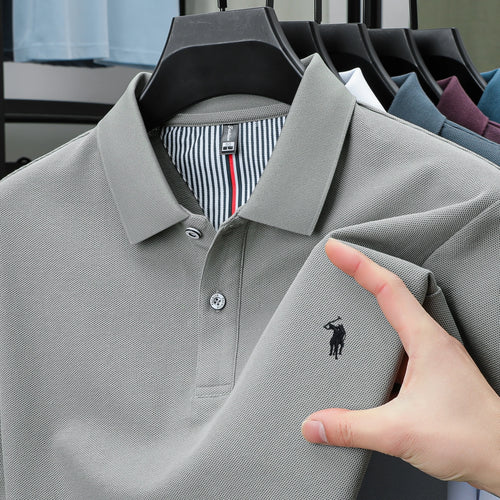 100% pure cotton 2025 summer men's Polo T-shirt high-end designer