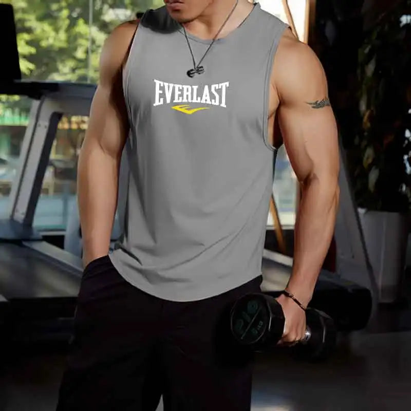 Summer Breathable Mesh Men's Vest Round Neck Sports Running Man Top