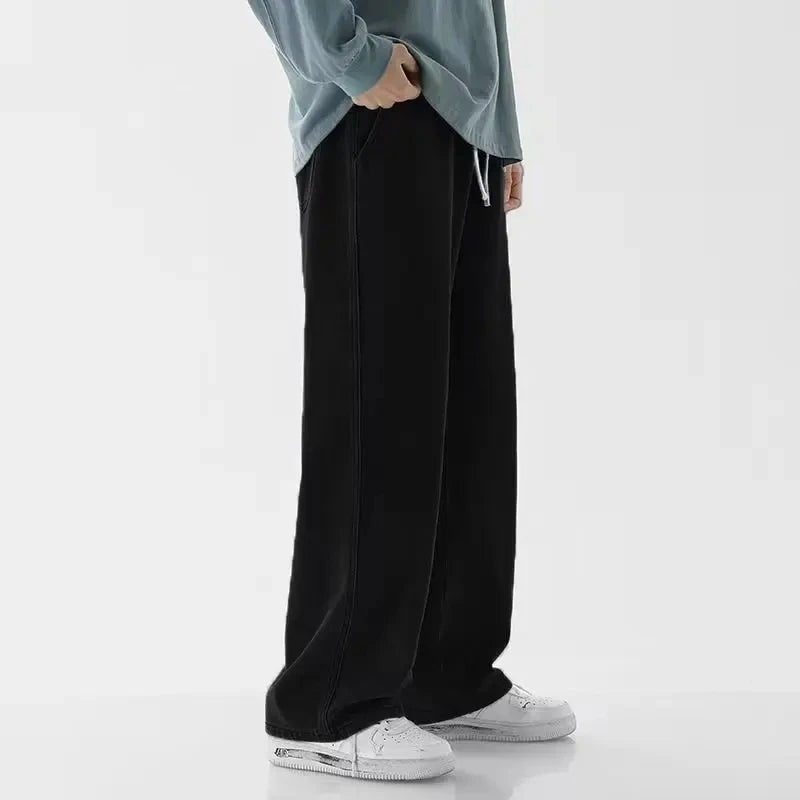 Spring Autumn Men Baggy Jeans Oversize Straight Loose Casual Denim
