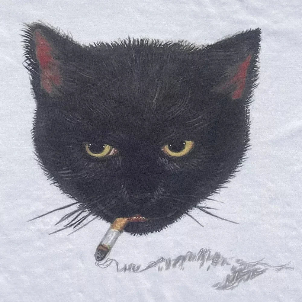 Y2k Smocking Cat Graphic Print Punk 90s Grunge Retro Rock Hip-hop