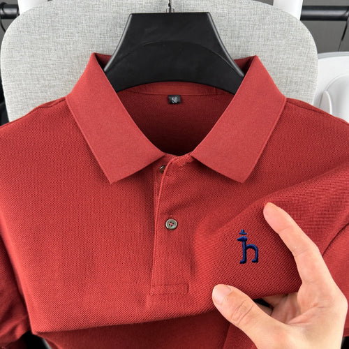 100% pure cotton high-end brand men's short sleeved polo shirt summer