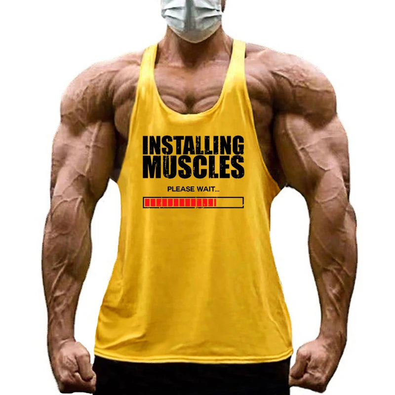 Installing Muscles Please Wait Y-back Tank Tops Gym Fitness