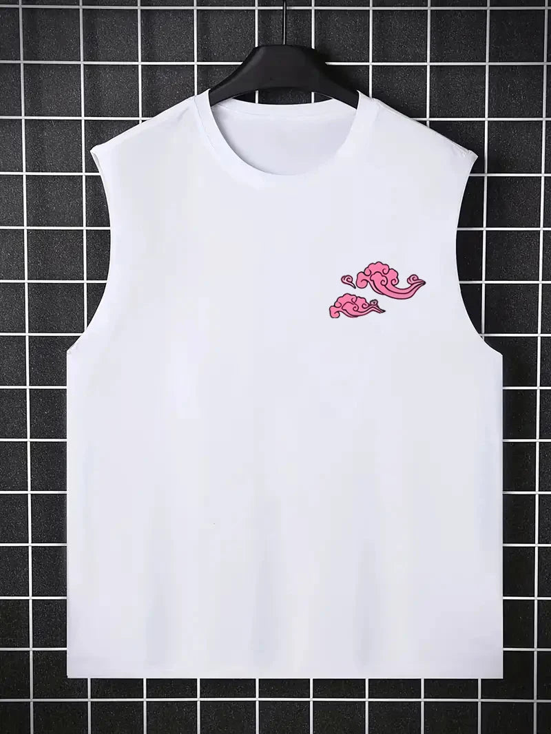 Men's Summer Leisure Sports Fitness Wide Dragon and Letter Pattern