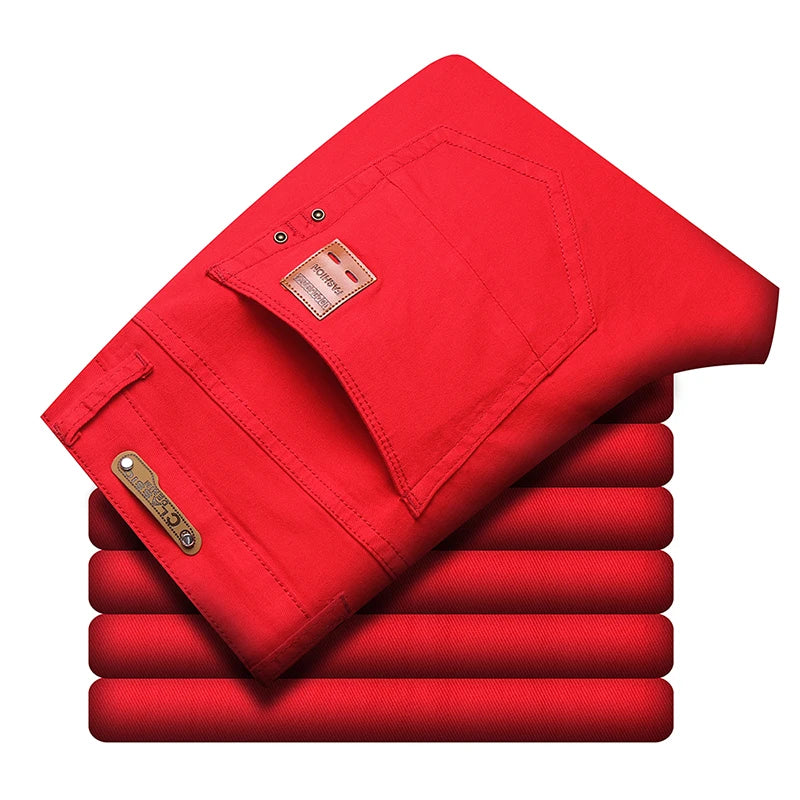 2024 Autumn New Men's Bright Stretch Fit Jeans Trendy Denim