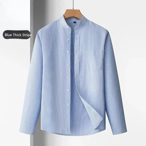 100% Cotton Oxford Mens Dress Shirts Long Sleeve Basic Stand Collor