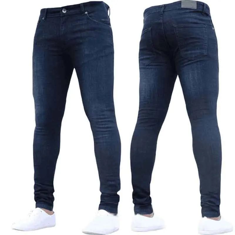 Solid Color Fashion Men Casual Pants Stretch Jeans Skinny Work