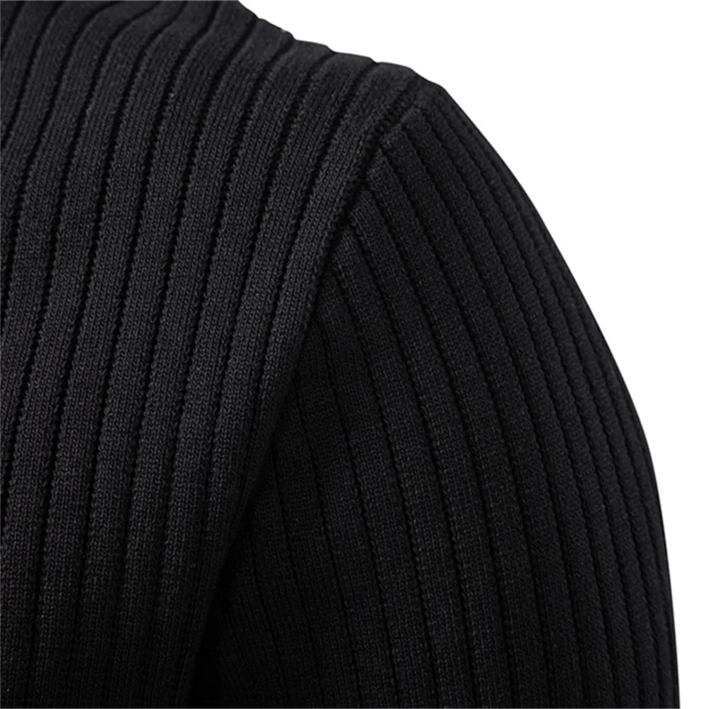 AIOPESON Button Placket Polo Shirt Men Ribbed Stripe Long Sleeve