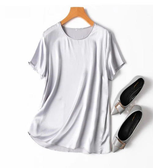 100% Mulberry Silk 19 Momme Charmeuse Silk Women Tank Top T-shirt