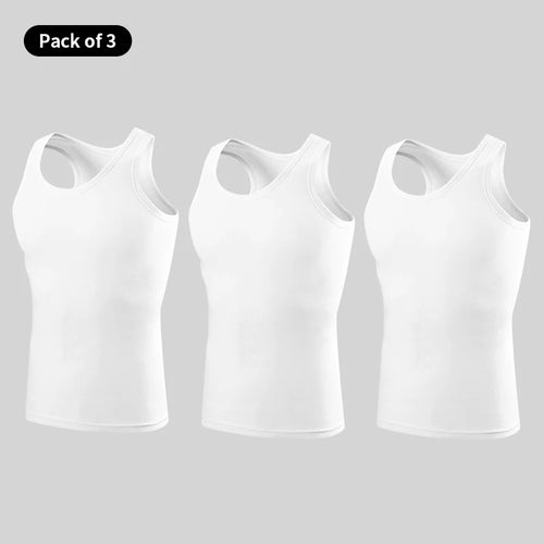 1/3 Pieces Men's Solid Color Basic Cotton Vest Youth Slim Exercise