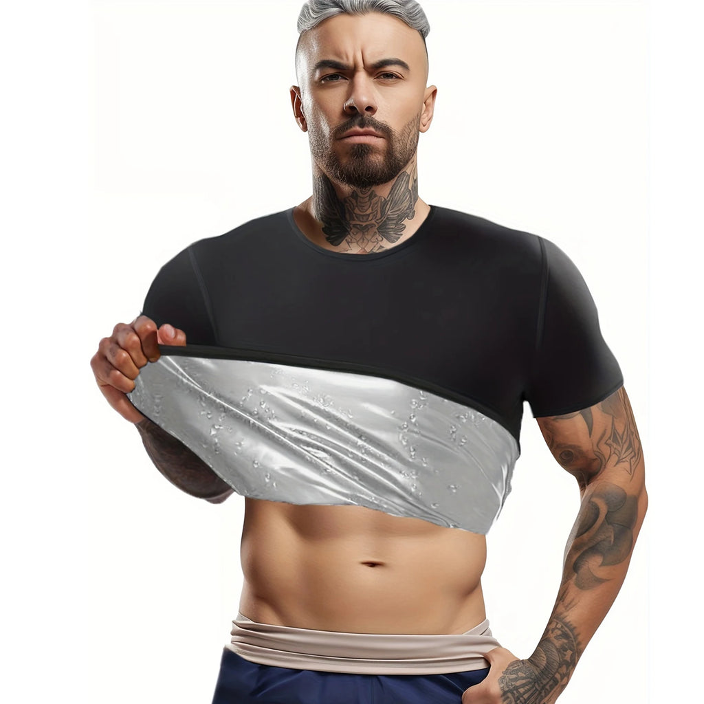 Sauna Sweat Suit Shapewear Top Short Sleeves Men Performance T-Shirt