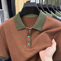 Luxury summer breathable knitted short sleeve polo shirt men new retro