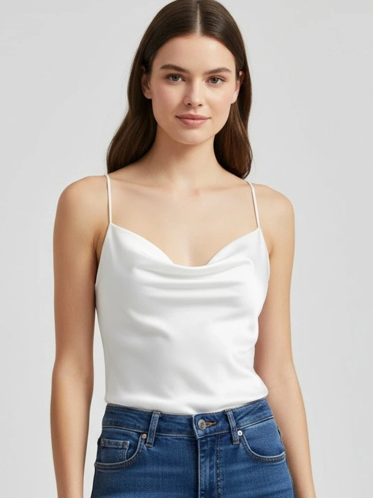 Satin Silk Women Tank Tops Female 2026 Summer Sexy Strap Basic