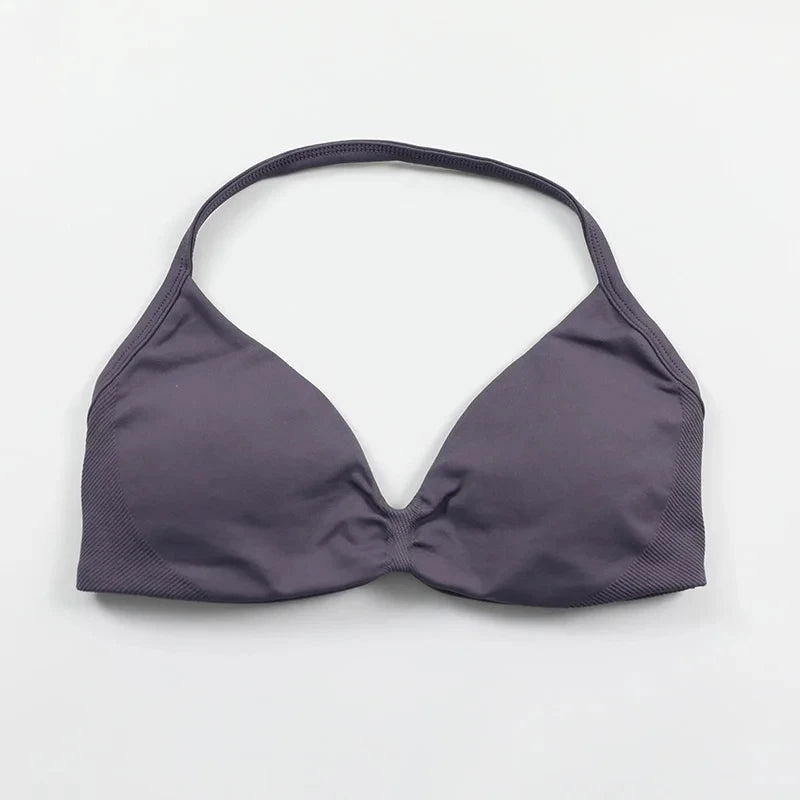 Strappy Bra Gym Top Women High Support Thin Strap Halter Sports
