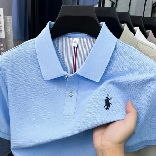 100% pure cotton 2026high-end brand men's short sleeve polo shirt