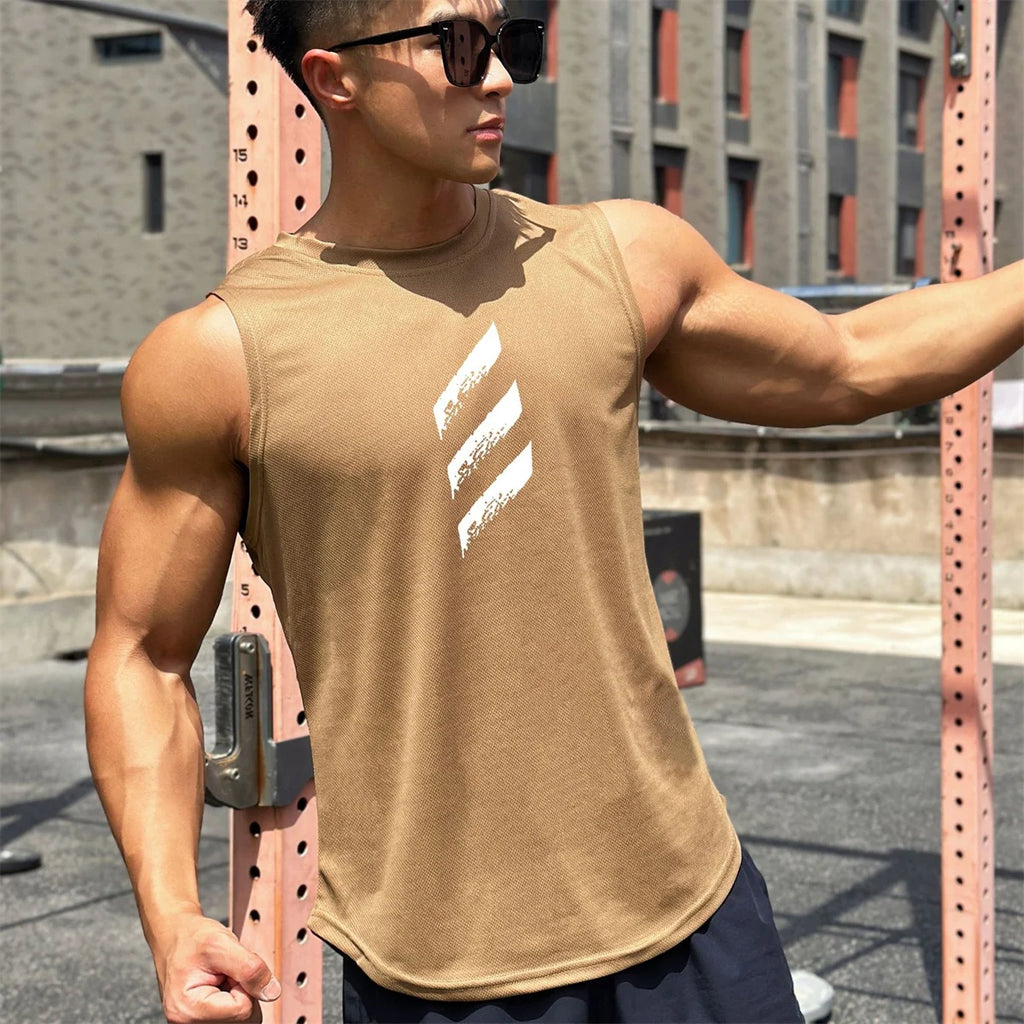 Thin Quick Dry Bodybuilding Tank Top Men Gym Fitness Sleeveless Shirt