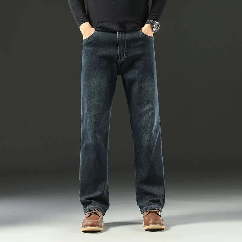 Spring and Autumn Men's Baggy Jeans Casual Straight Stretch Versatile