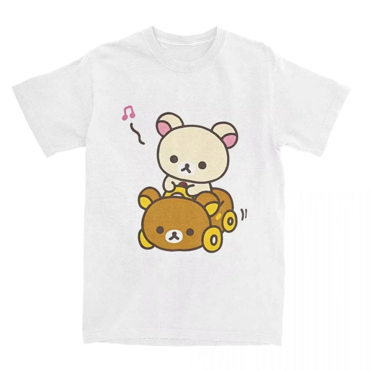 Round Neck Short Sleeve T-shirt for Men and Women with Car Hipster