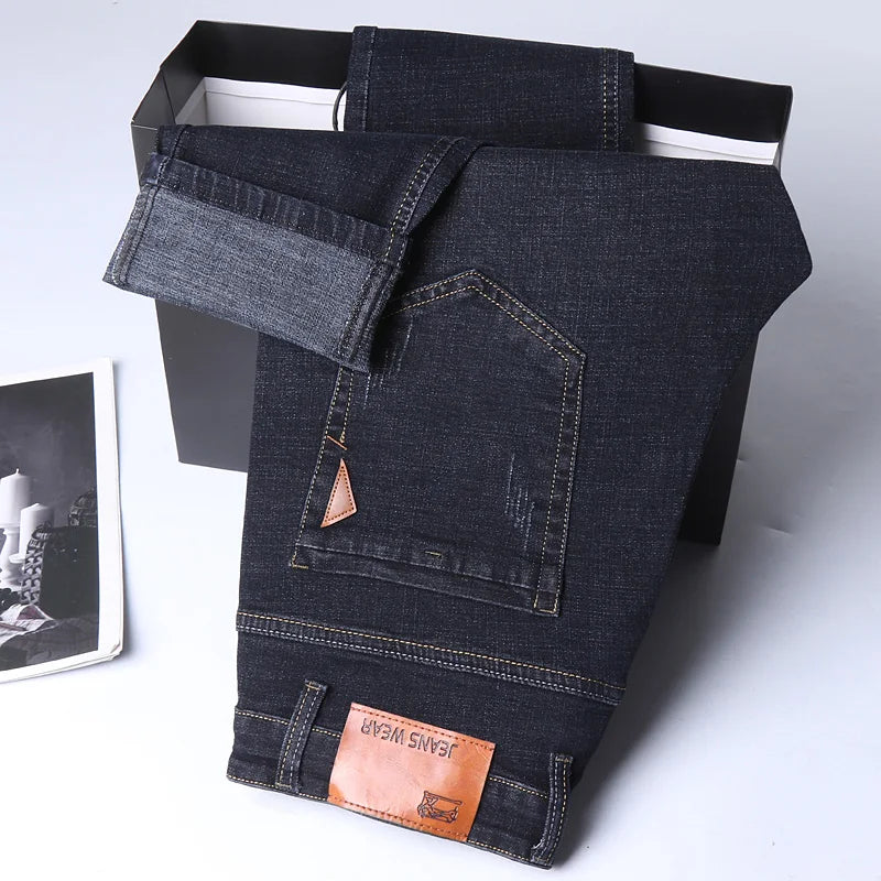 2026 New Korean Men's Casual Long Jeans Classic Man Straight Denim
