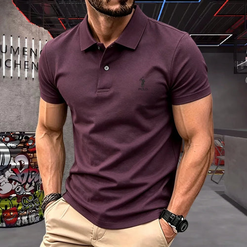 100% pure cotton high-end brand men's short sleeve polo shirt