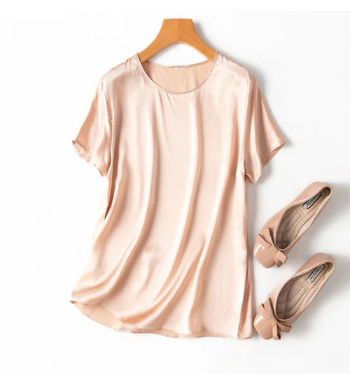 100% Mulberry Silk 19 Momme Charmeuse Silk Women Tank Top T-shirt
