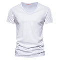 Brand Quality 100% Cotton MEN T-shirt V-neck Fashion Design Slim Fit